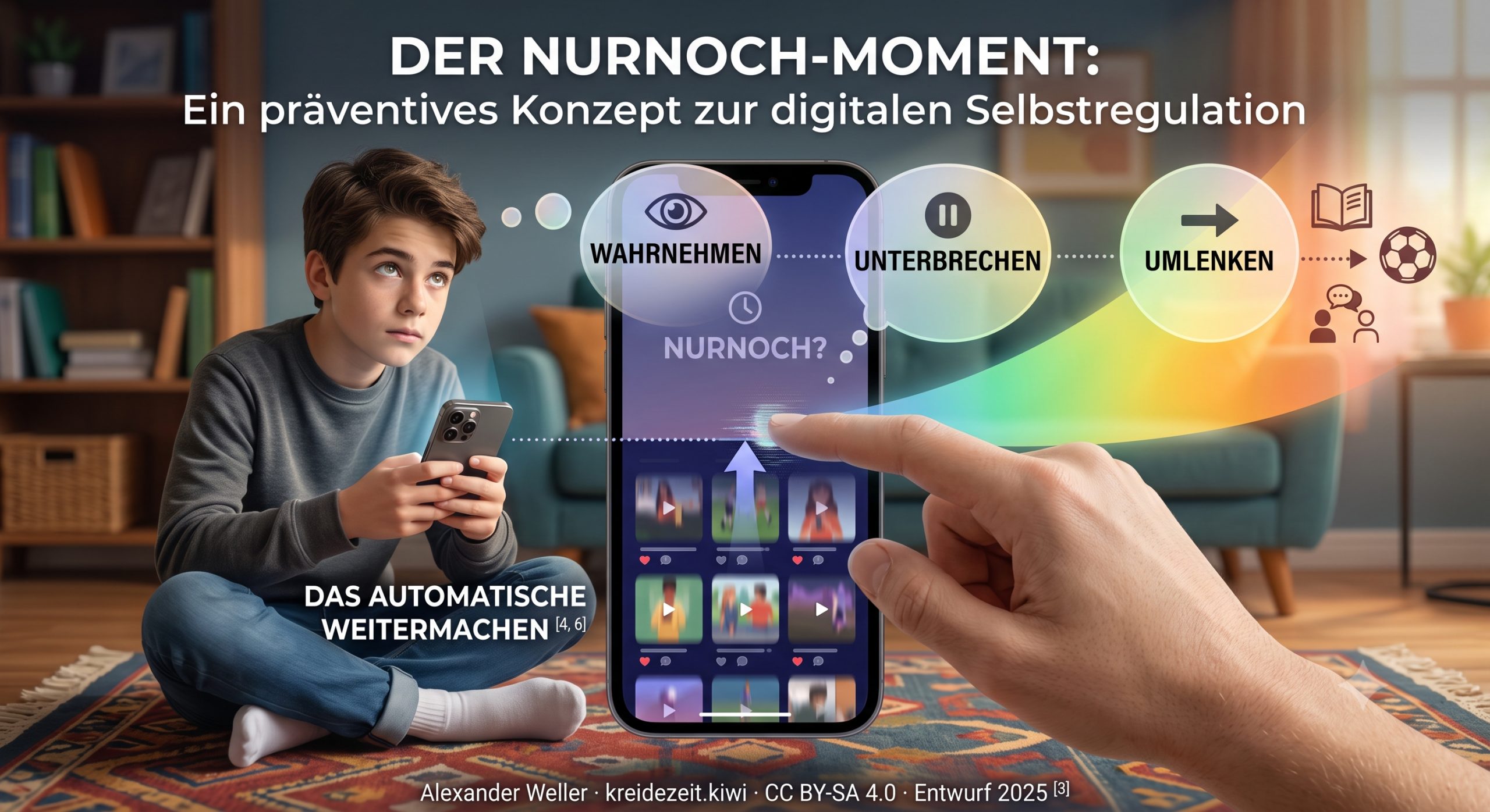 Der NurNoch-Moment – jemand schaut abends auf sein Handy